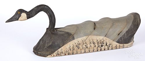 Canvas covered swimming Canada goose decoy