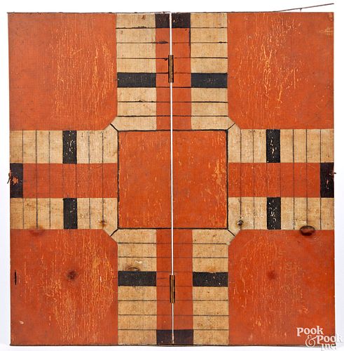Painted pine folding parcheesi game board