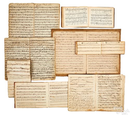 Eight hand written sheet music song books