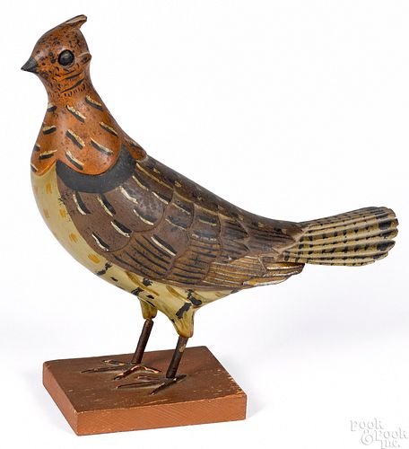 Carved and painted grouse