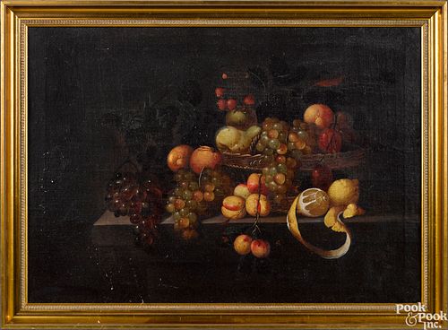 Continental oil on canvas still life with fruit