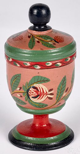 Joseph Lehn painted poplar lidded saffron cup