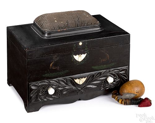 Painted sewing box