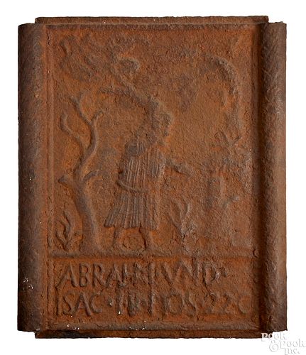 Cast iron Abraham and Isaac stove plate