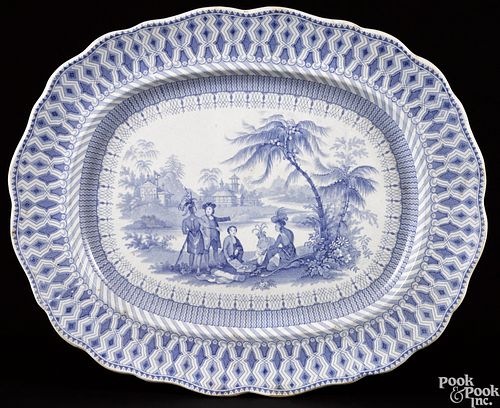 Blue Staffordshire Penn's Treaty platter