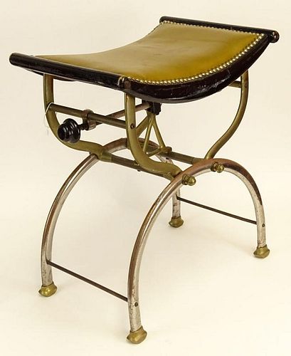 Vintage Dentists Bench. Padded Seat, Brass Legs