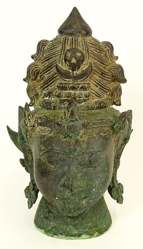 Vintage Tibetan/Thai Filler Cast Bronze Bust of a Woman