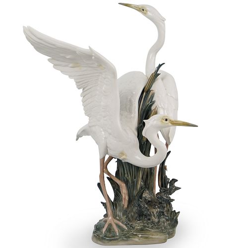 Large Lladro "Courting Cranes" Porcelain