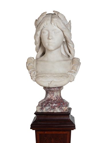 An Italian Carved Marble Bust of a Lady