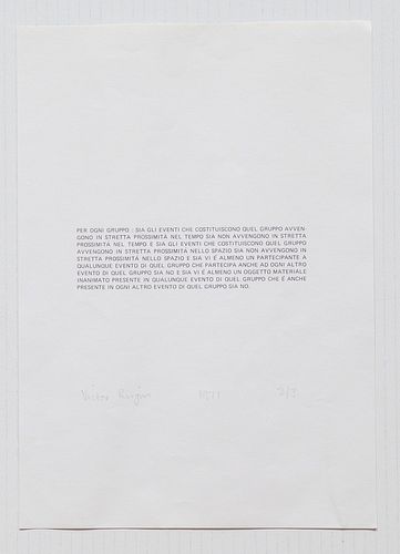 Burgin, Victor<br><br>For each group ... s.l. (Italy), 1971, 29.5x21 cm.