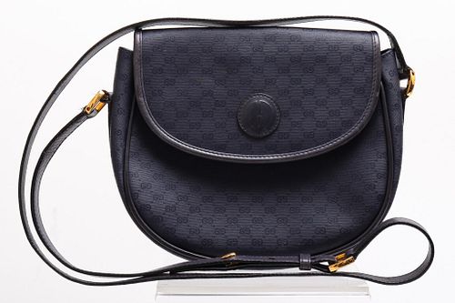 Gucci Navy Blue Canvas Monogram Handbag