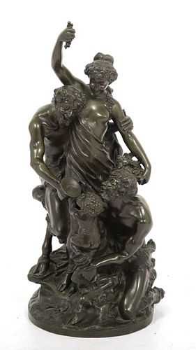 Claude Michel "Clodion" Satyr Figural Group Bronze