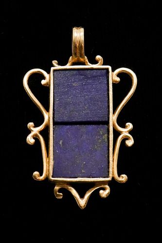 14K Yellow Gold Lapis Lazuli Pendant