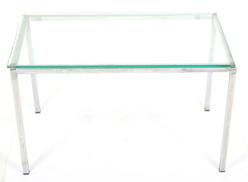 Florence Knoll Style Glass & Chrome Coffee Table
