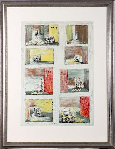 Henry Moore (1898-1986) Figures in a Setting, 1949, Color lithograph,
