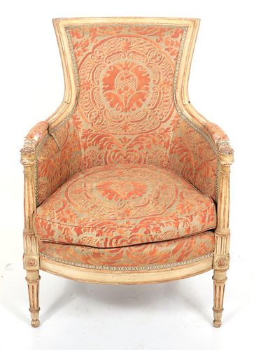 French Louis XVI Manner Bergere Armchair