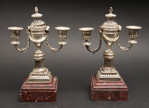 Neoclassical Style Silver-Plate Candelabra, Pair
