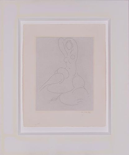 Henri Matisse (1869-1954) Nu Pour Cleveland, 1932, Etching on chinecolle cream wove arches paper with three deckled edges,