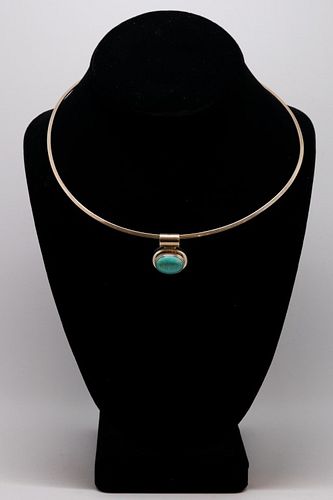 Mexican Silver & Turquoise Slider Pendant Necklace