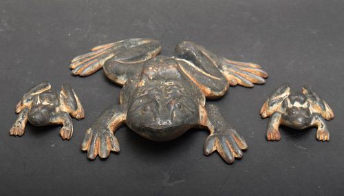 Cast Iron Frog Sculptures, Group of 3