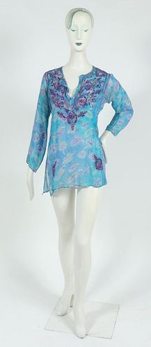 Calypso Embroidered Silk Blouse / Tunic