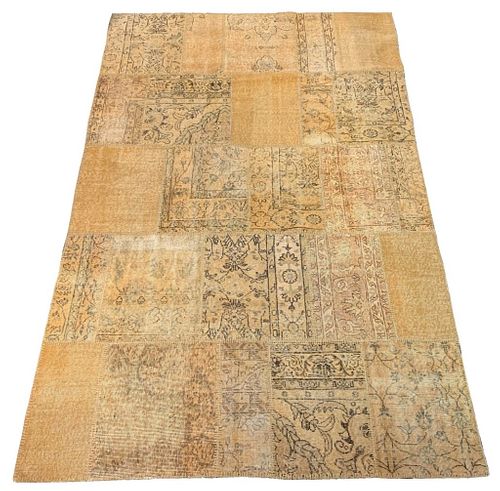 Isparta Turkish Wool Patchwork Carpet, 9' x 6'