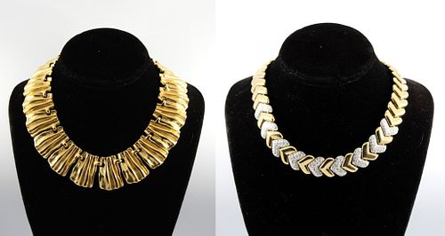 Vintage Mid-Century Modern Gold-Tone Necklaces, 2