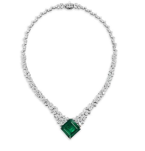 36.77ct Emerald And 35.10ct Diamond Necklace