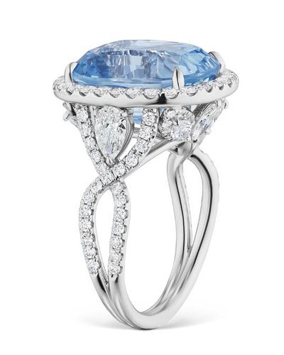 14.57ct Icy Sapphire And 2.52ct Diamond Ring