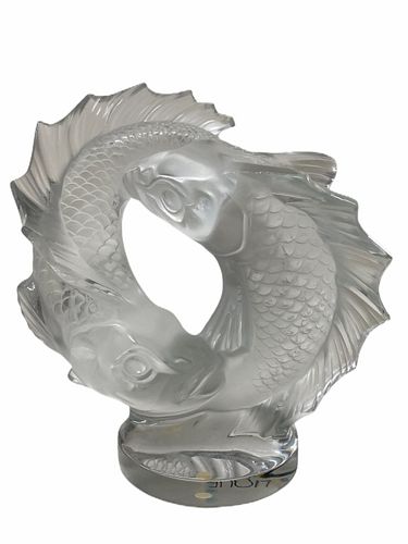 Lalique Crystal Deus Poissons Sculpture