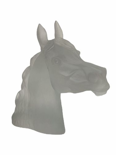 Large Baccarat Frosted Milky Horse Head