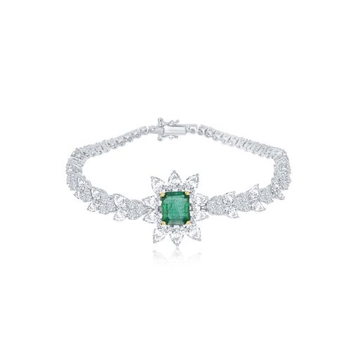 2.15ct Emerald And 7.52ct Diamond Bracelet