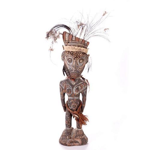 A Carved Wood Ancestor Figure, Papua New Guinea, 20th Century,
