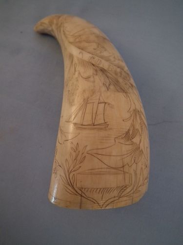 SCRIMSHAW WHALE TOOTH 1849