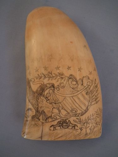 SCRIMSHAW WHALE TOOTH - AMERICAN EAGLE
