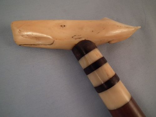 ANTIQUE WHALE HANDLED CANE 