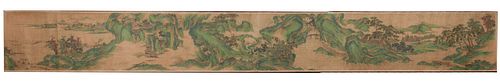 Chinese Handscroll of Landscape, attributed to Qiu Ying