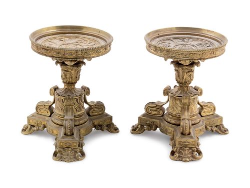 A Pair of Louis XVI Style Gilt Bronze Mounted Centerpiece Bases