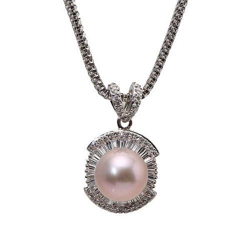 Pearl and Diamond Fashion Necklace 