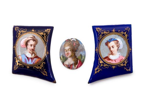 Three French Enamel-on-Copper Plaques