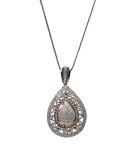 Antique Reproduction Diamond Necklace in 14 Karat 