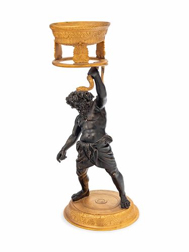 An Italian Gilt and Patinated Bronze Figure of Silenus