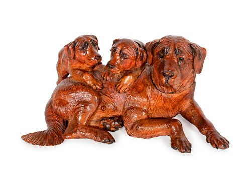A Swiss Carved Wood Figural Group