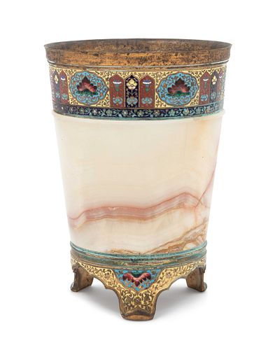 A Champleve Mounted Onyx Jardiniere