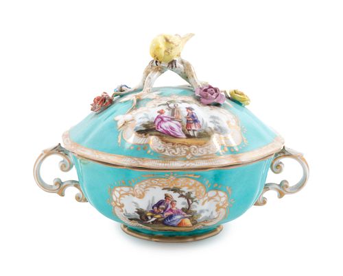 A Meissen Painted and Parcel Gilt Porcelain Covered Tureen