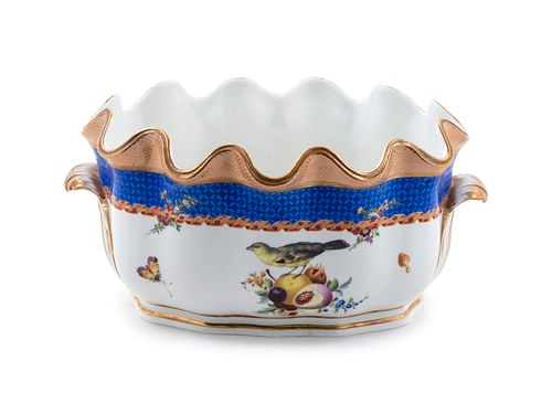 A Meissen Painted and Parcel Gilt Porcelain Monteith