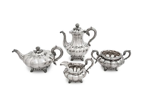 A William IV Silver Four-Piece Tea and Coffee Service