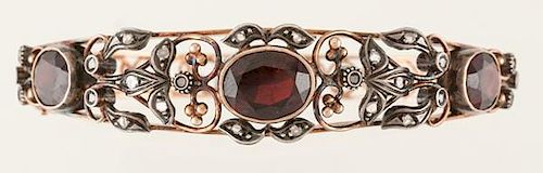Silver Topped Nineteenth Century Bangle Bracelet in 14 Karat 