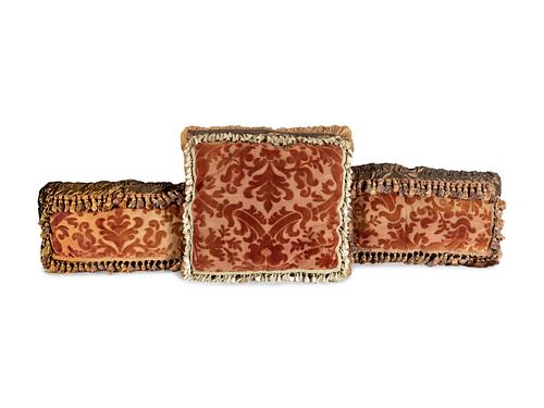 Three Velvet Upholstered Pillows
