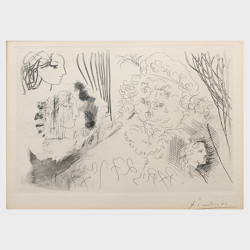 Pablo Picasso (1881-1973): Rembrandt et tÃªtes de femme, from La Suite Vollard